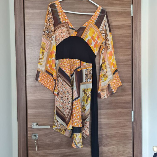 Le Vertige Retro 70s Mini Dress Tunic with Bell Sleeves Size S
