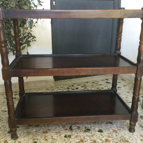 Vintage television stand used, solid walnut, 1970s