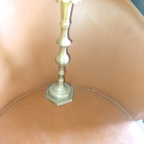 Brass candlestick used 31cm height with 11cm base handmade