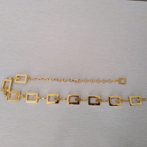 Metallic gold-plated belt with geometric design like new, 105 cm