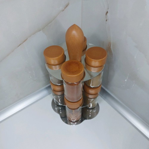 Giannini spice rack used, wood and stainless steel