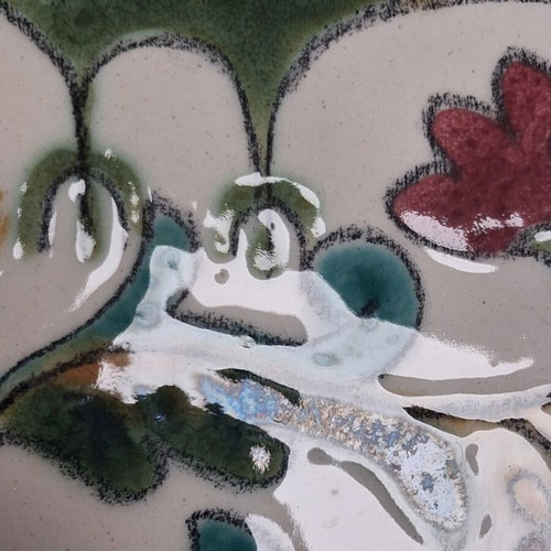 Vintage Greek Ceramic Plate 31.5 cm, Handmade Crackle Glaze, Rhodian Aegean Style