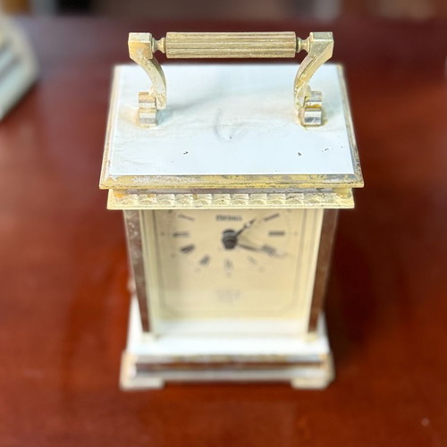 Antique Table Clock with Gold Handle like new, analog