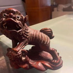 Chinese Foo Dog statue used, 19th century with detailed carvings
