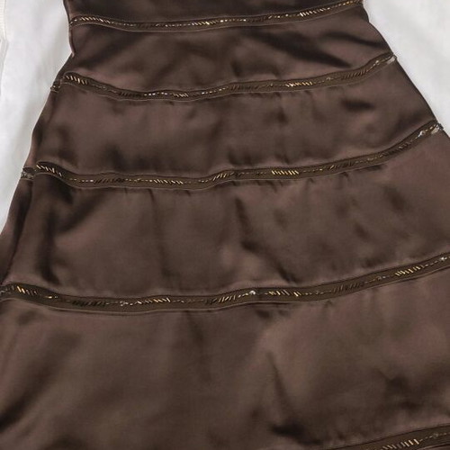 bcbg maxazria evening dress in a fitted midi line in brown (summer)