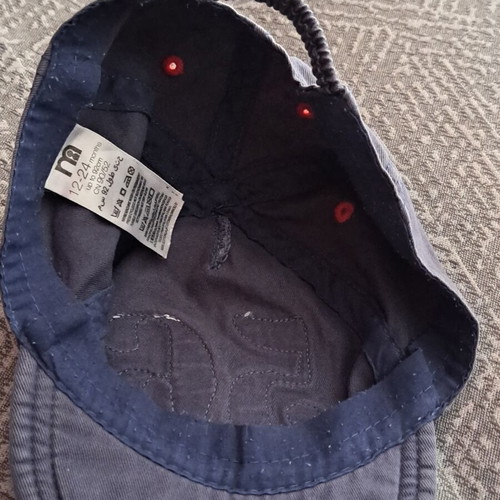 Grey baby hat with red embroidered number 56 like new