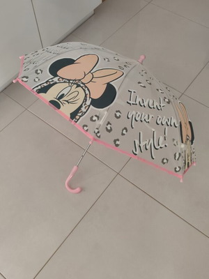 Minnie Disney Kids Umbrella like new, pink, transparent top