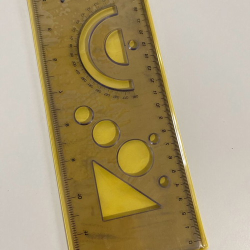 Ruler with shapes like new, 30cm for shape drawing