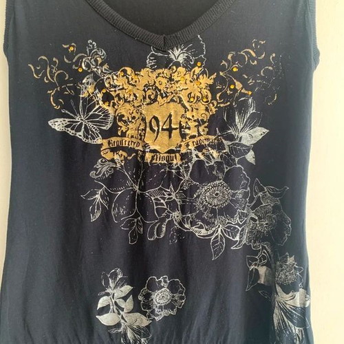 Mogul black tank top with gold details, size S