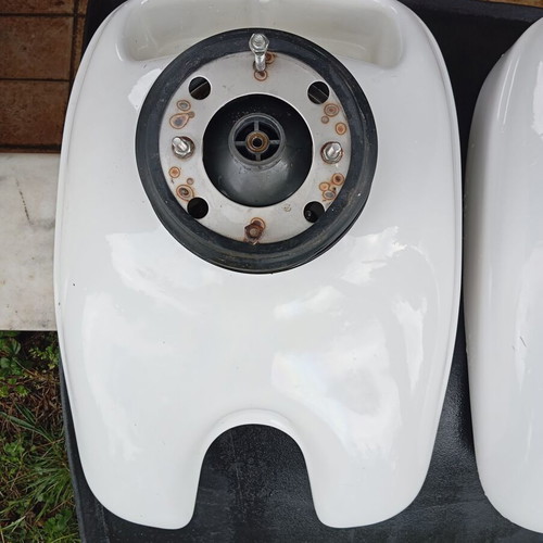White porcelain hair salon sink used