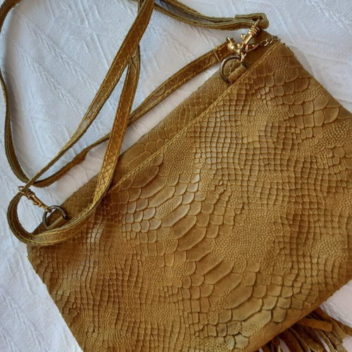 Borsa Roberta M leather shoulder bag, mustard color