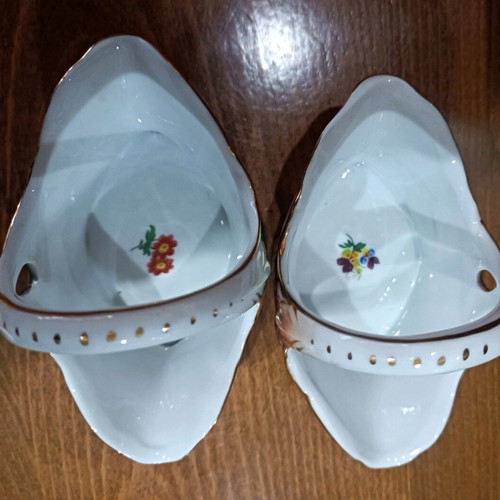 Limoges porcelain basket set new, two pieces