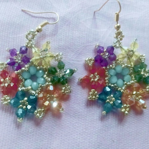 Handmade colorful earrings new with Swarovski and stainless steel clasp