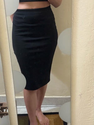 Steal The Style midi skirt black, high-waisted, size S like new