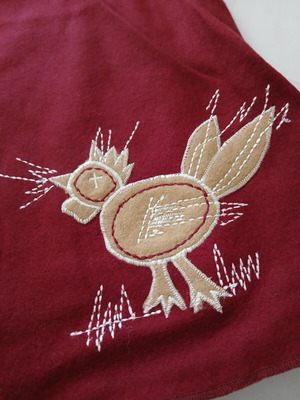 Pepe Jeans wool pencil skirt, burgundy with appliqué