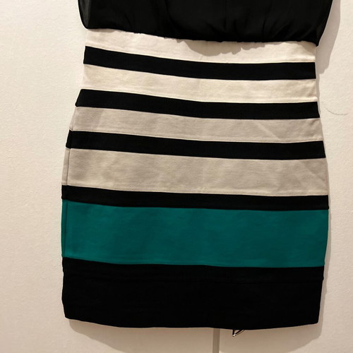 EXPRESS, blue organza top, and striped bottom. Size S/P.