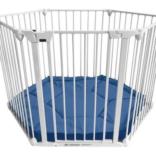 Hexagonal Baby Playpen with Mat like new, metal and plastic