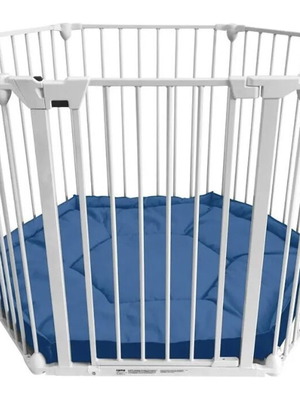 Hexagonal Baby Playpen with Mat like new, metal and plastic