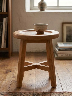 Wooden stool vintage, used, 30 cm height