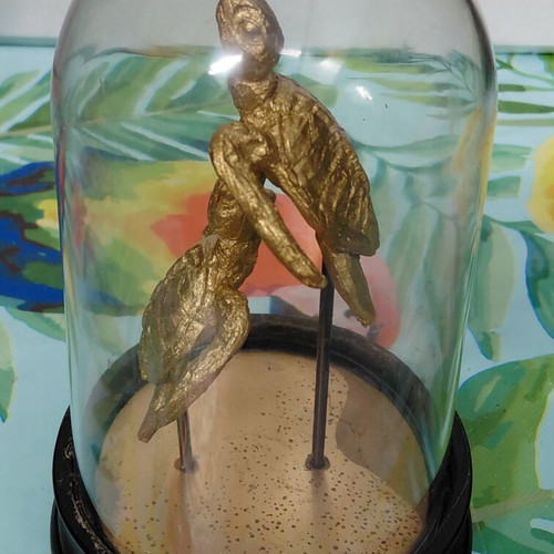 Golden turtles under glass dome, 18 cm high