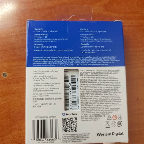 WD Blue SA510 500GB SATA SSD new, up to 560 MB/s