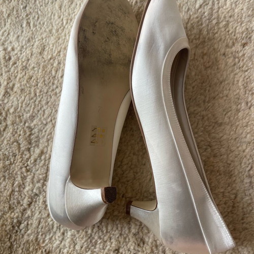 Rainbow Club satin ivory wedding ballerinas used