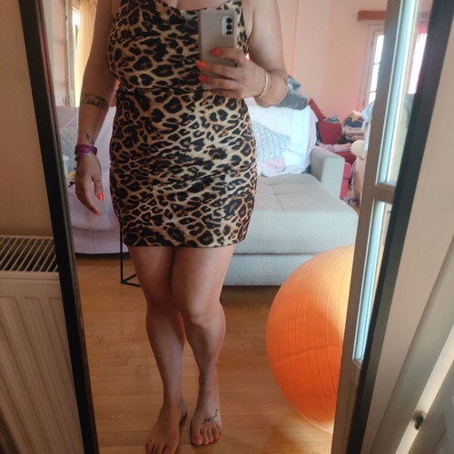 Leopard mini dress one size, like new, black and beige