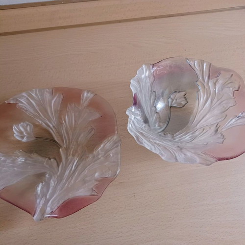 Crystal plate and bowl set used in pink shade