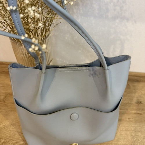Axel shoulder bag medium size used, gray and turquoise