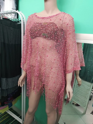 Pink net kaftan 160cm, Rima Beachwear