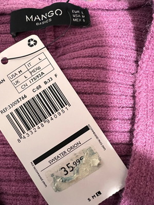 Mango pink sweater new, size L