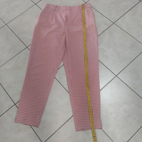 Zara pants carreaux vichy dusty pink M ankle length like new