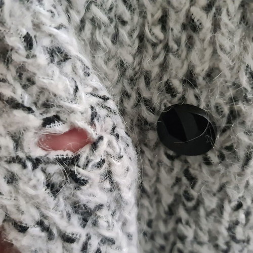 Vintage wool handmade cardigan used, gray