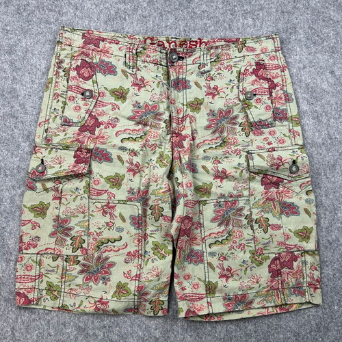 Ganesh Men's Cargo Shorts W33 Linen Floral Y2K Boho Vintage used