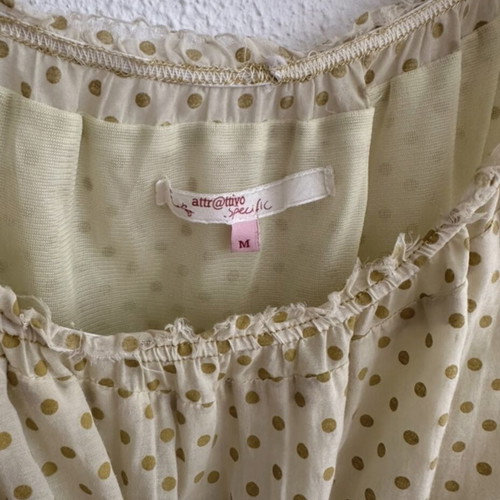 Attrattivo dress pastel yellow polka dot like new with waist belt