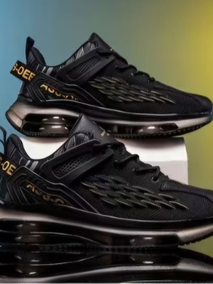 Παπούτσια ανδρικά casual αθλητικά σαν καινούργια, νούμερο 45, μαύρα με χρυσαφί