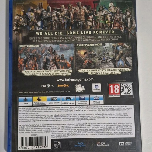 For Honor PS4 game used