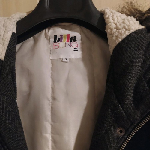 Billabong jacket used gray with fur hood