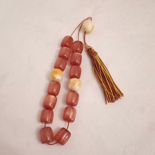 Worry beads with synthetic resin beads in orange color like new