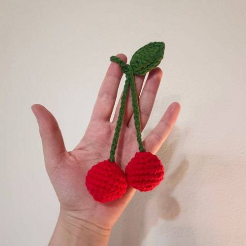 Bag charm cherry handmade from scratch, new