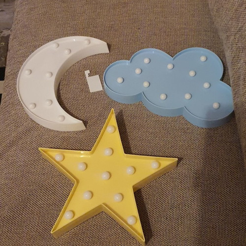 Children's decorative lamps set of 3 used, cloud star moon shapes
