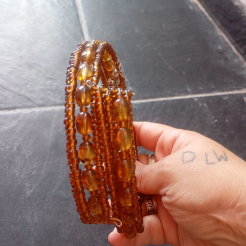 Handmade choker necklace like new with boho amber beads