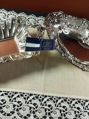 JD Collection Vintage Silver Plated Set of 2 Fruit Bowl and Bread Tray new