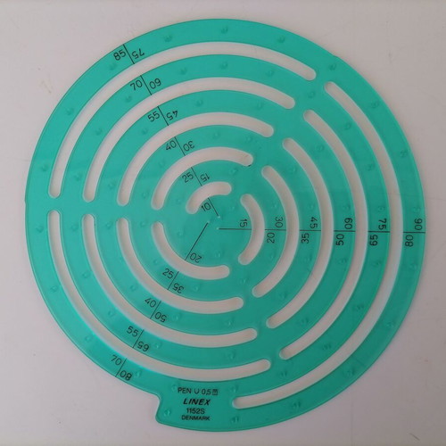 Stencil circles 10-90 LINEX 1512S like new, green plastic