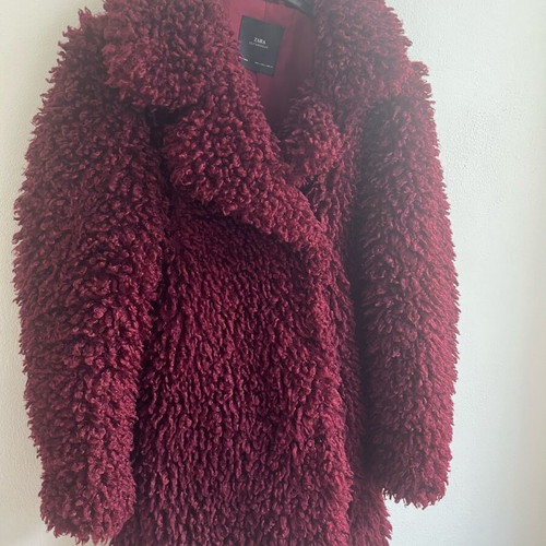 Zara faux fur style coat red like new