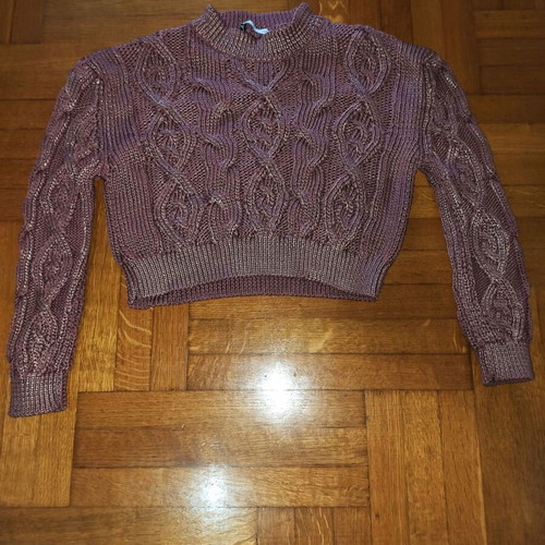 Zara sweater with knit pattern like new, pink and silver