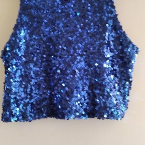 Toi&Moi Sleeveless Blouse with Sequins like new, blue, size S