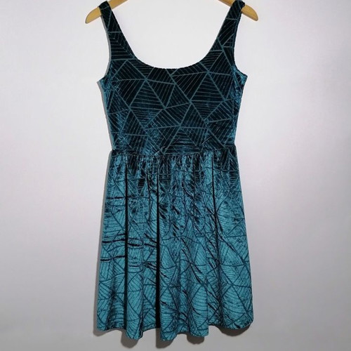 Miss Selfridge dress used, green, size M, velvet summer style