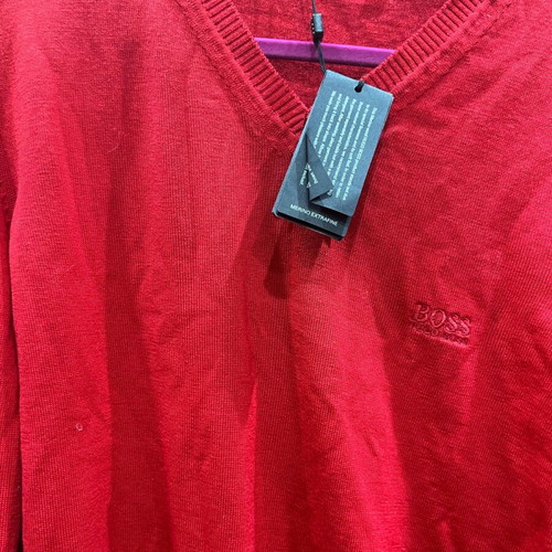 Boss knitted wool sweater small new, red