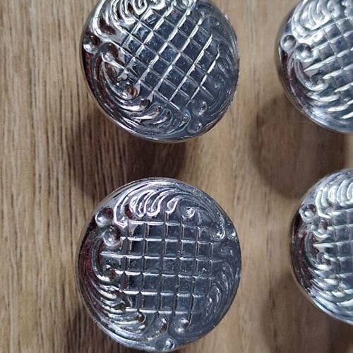 Vintage furniture cabinet knobs used, set of 25 silver